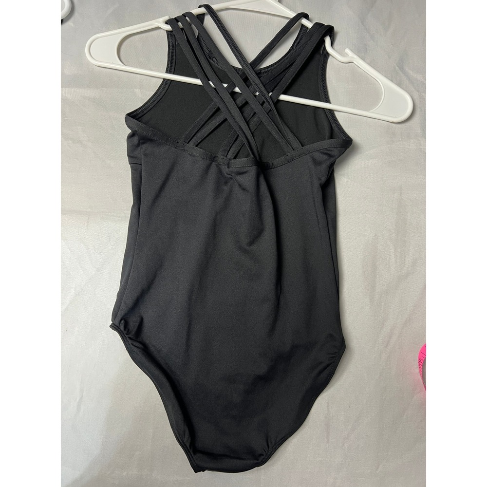 Girls‎ Black Strappy Crisscross Back Gymnastics Dance Leotard Pink Sleeveless